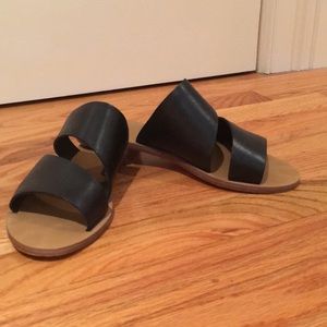 Nine West Black leather slides